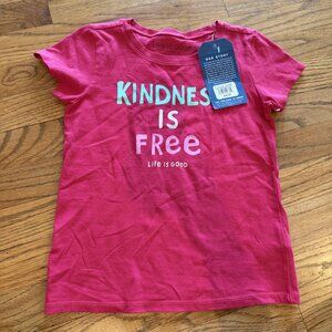 LIFE IS GOOD KINDNESS IS FREE MEDIUM 7/8 PINK T SHIRT NEW